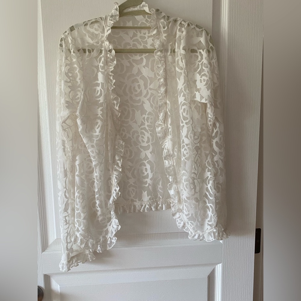White Floral Lace Kimono Cardigan
